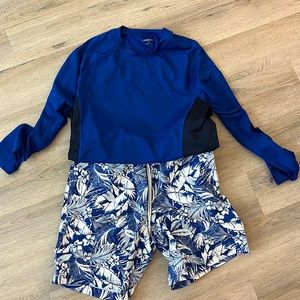 Mens swim trunks and rash guard